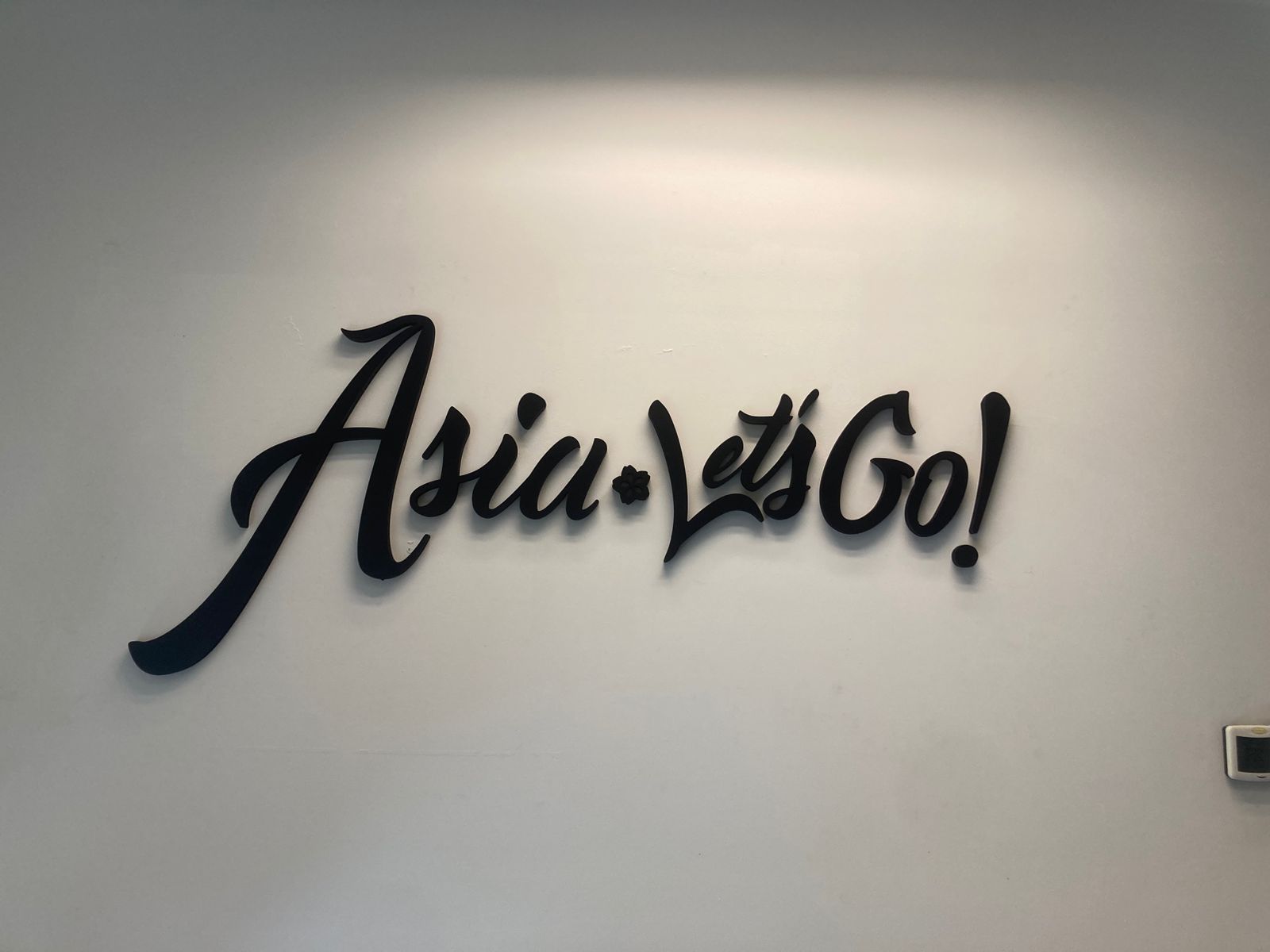 Letrero Asia Lets Go en trovicel pintado