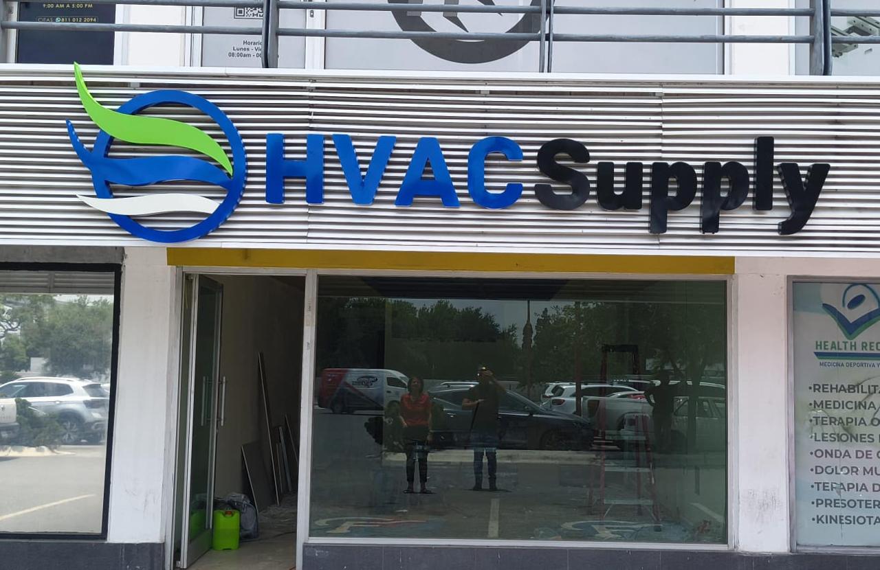 Letrero HVAC Supply con lámina 3D